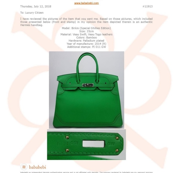 NEW HERMES BIRKIN 35 GHILLIES BAMBOO TOGO PHW - Picture 2 of 8